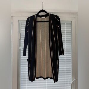 Ava Sky Black Striped Long Cardigan Size XS
